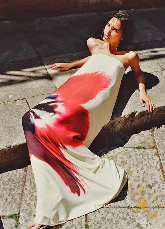 Maison Hourique | Crimson Bloom Maxi Dress