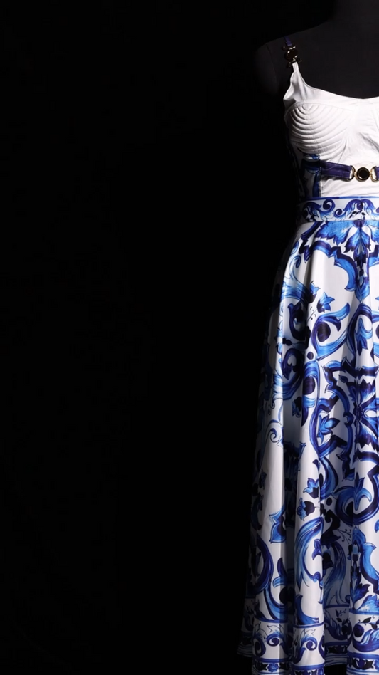 Kaona Halter Floral Printed Top And Skirt Two-Piece Set